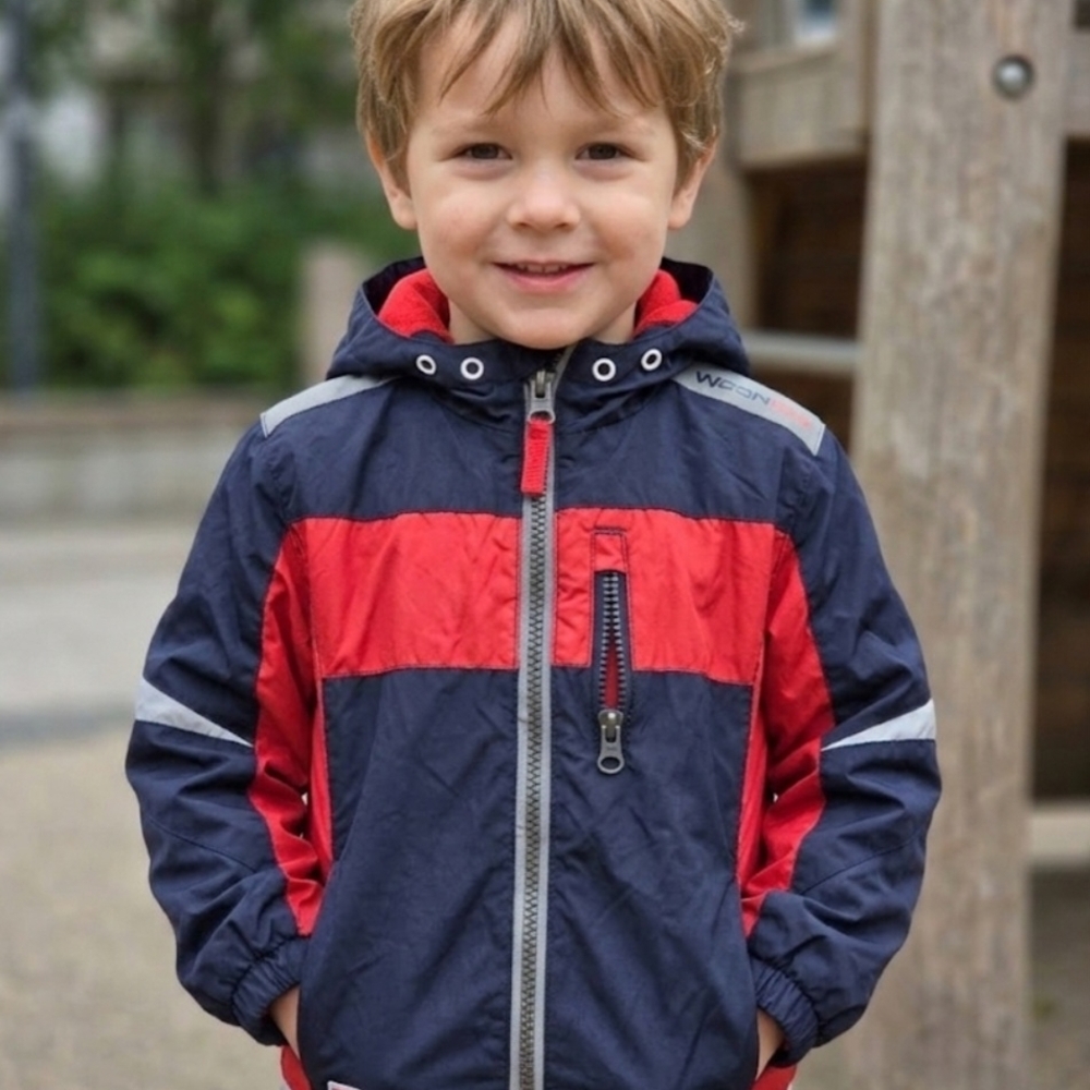 London Fog 4T Boys Navy Red Hooded Windbreaker Jacket